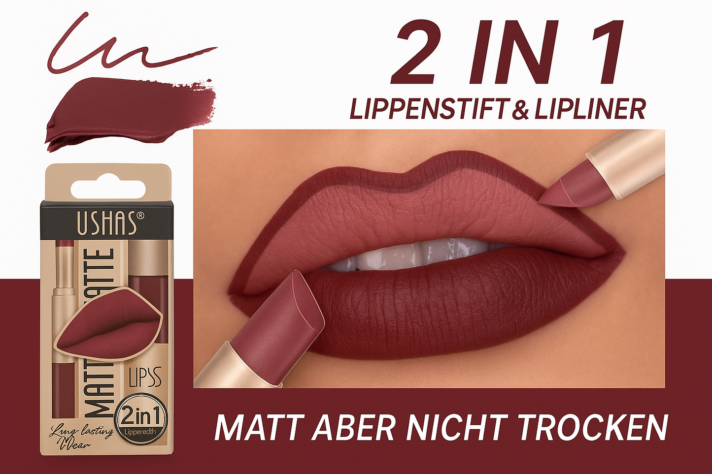 Deutsche Version des 2-in-1 Lippenstifts