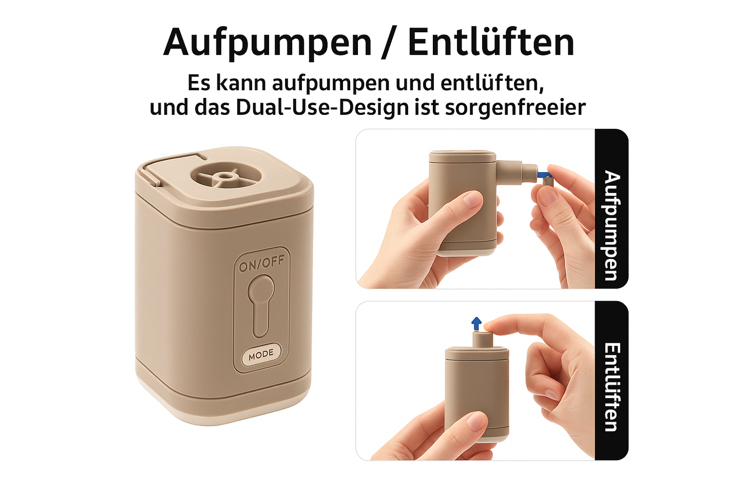 Deutsche Version der Aufpump-/Entlüftungsfunktion